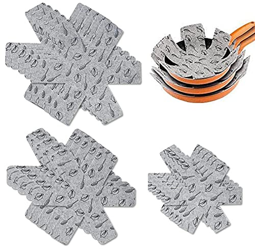 Separatori Pentole, 15 Pezzi Protezioni AntiGraffio per Pentole, Proteggi Padelle, Perfetti per Pentole e Padelle in Antiaderenti, Ghisa, Ceramica, 3 Dimensioni (Grigio)