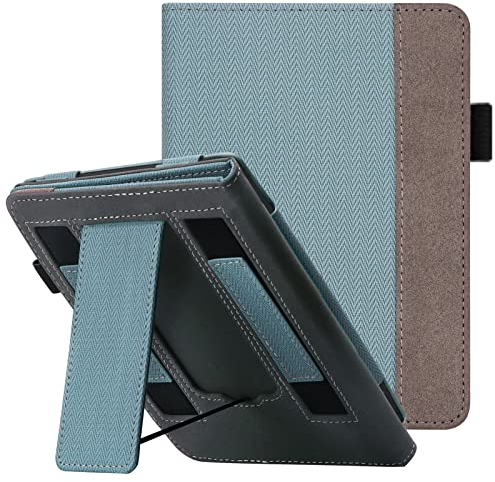 WALNEW Hülle für 6,8 Kindle Paperwhite 11. Generation 2021(Model NO.M2L3E & M2L4EK), Kickstand Schutzhülle Tasche mit Zwei Handschlaufe und Auto Sleep/Wake Funktion, Hellbau