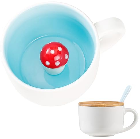 BigNoseDeer 3D Mushroom Inside Ceramic Coffee Mugs Cute Gifts Birthday Gifts 13oz