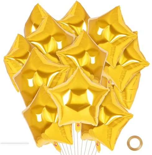 20 Pcs Star Balloons,18 Inch Star Foil Balloons,Stars Shaped Balloon Mylar Helium Balloon for Birthday Party Anniversary Wedding Baby Shower Decorations (Gold)