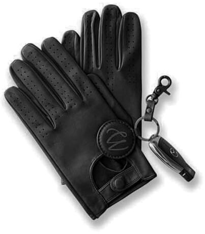 COLOURLINX Herren-Lederhandschuhe zum Autofahren, Chauffeur-Stil, Vintage-Retro-Stil, ungefüttert, weich, echtes Lammfell, hochwertige Lederhandschuhe, Schwarz , M