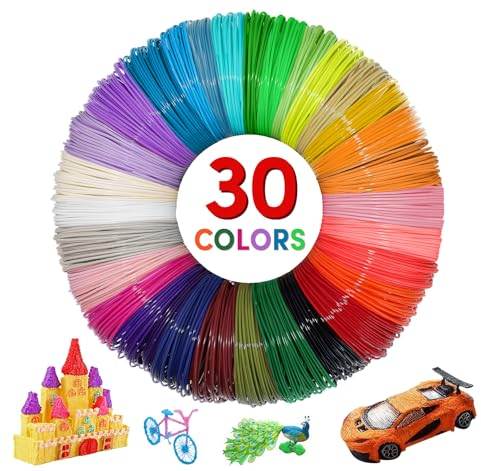 absolove 300m PLA 3D-Stift-Filament, 30 Farben,je 10m, 3D Druck Filament 1,75mm für 3D-Stift, 3D Stifte Unterlage Silikon matte + 3D Stift Vorlagen 3D Drucker Zubehör für 3D Stifte für Kinder