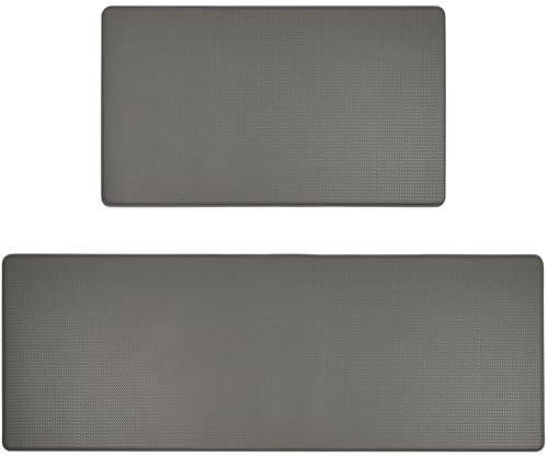 LUA VIKA Teppich Küche 2 Stück – Küchenteppich Waschbar rutschfest Anti-Müdigkeit – Stilvoller Küchenläufer Waschbar für Saubere Böden – Perfekter Läufer Küche - 44x75 + 44x120 cm, Grau