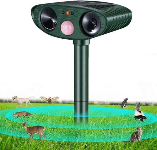 Katzenschreck Ultraschall, Solar Tiervertreiber Katzenvertreiber Wasserdicht, Ultraschall Tierabwehr mit Bewegungsmelder für Garten Waschbären Hunde Vögel Schädlinge