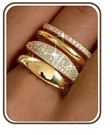 Chriscoco 4 Pcs 14K Gold Plated Rings for Women Stacking Rings Set Cubic Zirconia Knuckle Finger Statement Ring Engagement Wedding Ring for Ladies Size J 1/2 - with Jewellery Box
