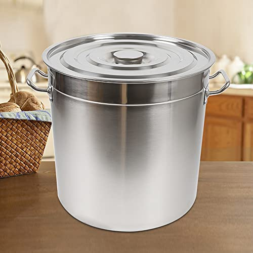 70L Large Deep Stainless Steel Stock Pot, Large Cooking Pot with Lid, Kitchen Bucket for All Hob Compatible, Soup Pot for Families Cooking Stew, Curry, Soup