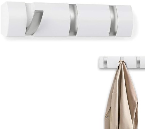 Garderobenhaken Wandmontierter, Wandgarderobe in modernem Design, Fold 3 Garderobenhaken in weiß für Jacken,Mäntel,Schals,Handtaschen und Mehr (23CM)