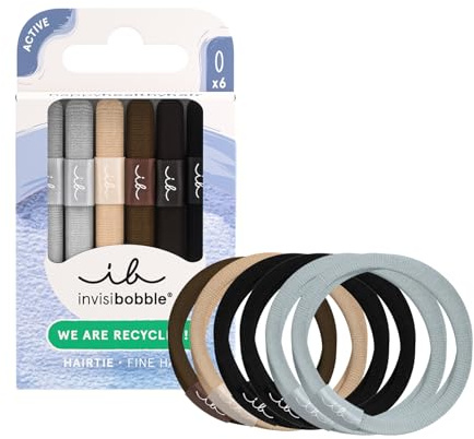 invisibobble Hair TIE THIN Delicate Sustain (6 unidades) – Gomas para el pelo sin costuras para mujeres y niñas – Sujeción firme en deportes y tiempo libre – Reciclado y cuidado del cabello – Adecuado