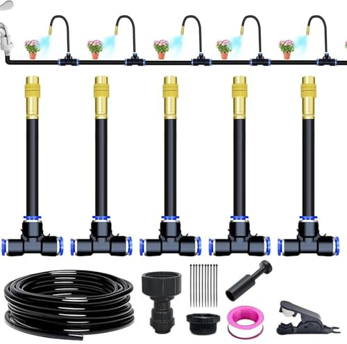 Sistema di irrigazione automatico curvo a 360°, kit di irrigazione a goccia automatica, sistema di irrigazione automatico definitivo - completo di nastri e connettori(16.4Ft Set (16.4Ft hose+5 Nozzles