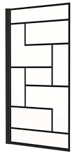AICA Mampara de Bañera Serigrafiada de línea negra con Perfil Negro Mate Abatible 1 Hoja Cristal Templado 6mm Tamaño:(780-800) x1400mm