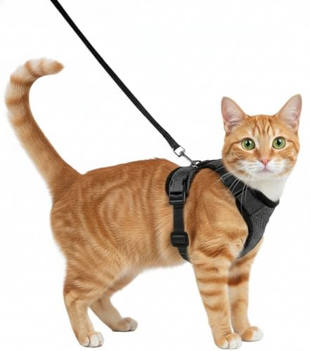 1PCS Cat Harness And Lead Set, Size S Escape Proof Cat Harness With Leash, Breathable Soft Mesh Reflective Walking Harness For Kitten Outdoor Travel Training Adults