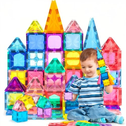 WOOBLO 67 pezzi di mattoncini magnetici, giocattoli per bambini, blocchi magnetici STEM, giocattolo sensoriale, giochi per bambini, giocattolo da costruzione magnetico per bambini di 3, 4, 5, 6+ anni