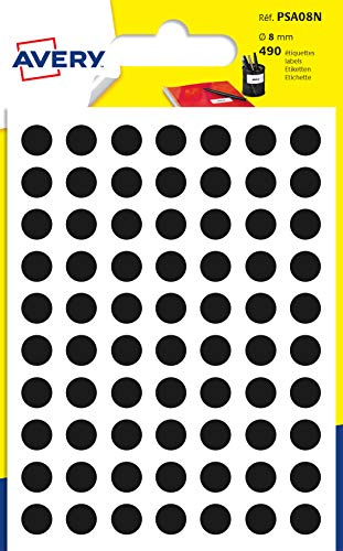 Avery Black Dot Stickers, 8mm, Small, Round, Circle Adhesive Labels, 490 Per Pack