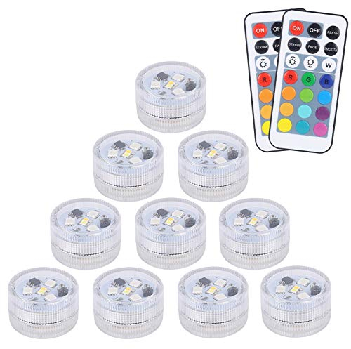 ALED LIGHT Unterwasser Lichter Mini Licht RGB Multi Mehrfarbige Teichbeleuchtung Wasserdichte Teelichter Multicolor Weihnachten Dekoration für Aquarium Vase Badewanne Pool Haus