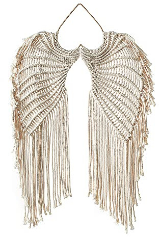 Angels Wing Wall Hanging Tapestry Dream Catcher Woven Boho Handmade Art Macrame Decoration Tapestry Room Ornaments Craft Gifts Home Bedroom Bohemian Decor 44 x 68 CM