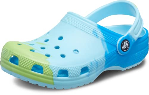 Crocs Sabots Classiques Unisexes pour Enfant avec imprimé Alimentaire K, R - Bleu, 4 UK Child
