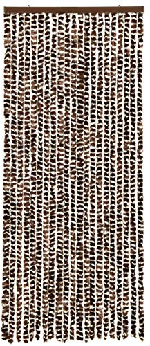 Kavolet Cortina de felpilla, 56 x 185 cm, Cortina de Hilos, protección contra Insectos, Cortina de Felpa, Cortina de Felpa, Cortina para Puerta de Camping, caravanas, Color marrón y Blanco