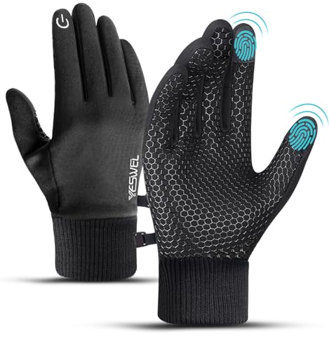 YESWEL Handschuhe Herren Damen,Thermo Winterhandschuhe, Winddicht Fahrradhandschuhe,Sporthandschuhe für Fahrrad,Laufen,Wandern,Fahren(Schwarze,XL