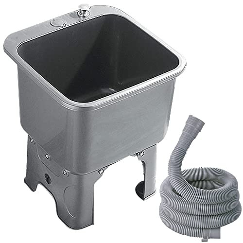 Mop Sink Floor Mount Wash Station, Portable Bathroom/Warehouse/Kitchen Sink Mop Service Basin with Drain Button, Commercial Utility Sink Laundry Tub Heavy Duty Slop Sink