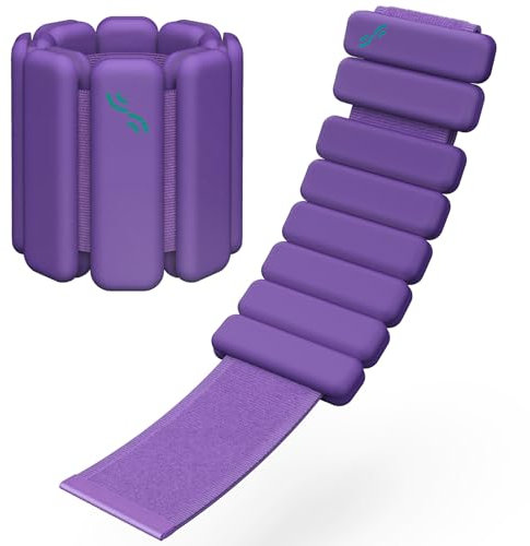 Sportneer Lot de 2 manchettes lestées portables (0,5 kg et 1 kg) pour homme et femme pour yoga, danse, aérobic, course, marche (lavande délicate)