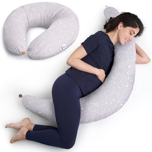 Niimo Coussin de Grossesse et d'allaitement XXL - Housse de Coussin Maternité 100% Coton, Distingué par Deux Prix en 2022, Lavable, Coussin d'allaitement