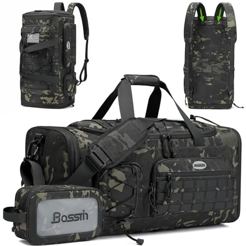 Bosstin Turnbeutel für Damen und Herren, 45 l, Reisetasche, Sporttasche, Sporttasche, Wochenender, Übernachtungsrucksack mit Schuhfach, grün/camouflage, Large, Erweiterbare Reisetasche