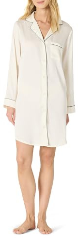 Amazon Essentials Chemise de Nuit Boutonnée en Satin Femme, Ivoire, L