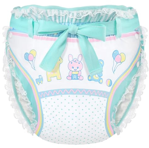 LittleForBig Silky Adult Ribbon Omutsu Diaper Wrap Cover Washable Adjustable Reusable Waterproof - Baby Parade Green XL