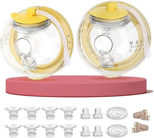 Hands-Free Collection Cups for Medela Breast Pumps - Only Compatible with Freestyle Flex/Swing Maxi/Solo Pump Parts, Includes 27mm Flange + 17/19/21/24mm Inserts