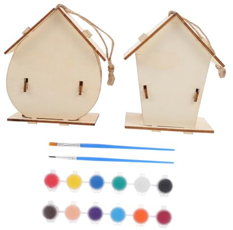 Yardwe 2Sätze DIY Vogelhaus Bausatz Für Bauen Und Unfertiger Holz Vogelhaus Anhänger Für Kreatives Basteln Perfektes Für Kleine Künstler