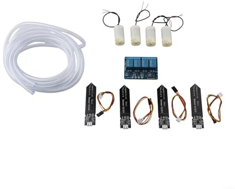 Sistema completo di irrigazione fai da te per fiori da giardino con sensore di umidità del suolo capacitivo e relè a 4 canali per una facile manutenzione