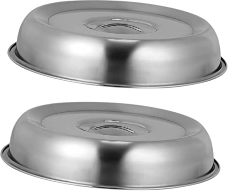 IMIKEYA Cubierta Redonda para Alimentos De Acero Inoxidable 28 Cm, Campana Protectora para Carne y Mantequilla, Set De 2 Piezas, Adecuado para Barbacoas, Picnics y Fiestas