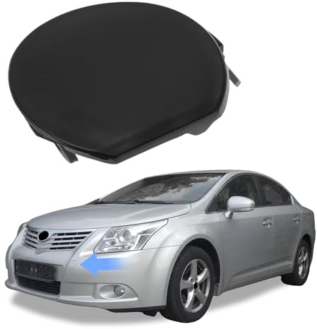 Hihaha Cache Couverture Crochet Remorquage Gauche Avant pour Toyota Avensis 2015-2018 Enjoliveur Crochet Remorquage No.5212705100/5212705080 Plastique Noir Mat 1 Pc