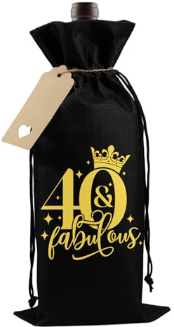 Bliceon 40th Birthday Gifts for Men Bottle Bags, Birthdays Wine Drawstring Gift Bags, 40th Funny Birthday Gifts for Men, Dad, Brothers, Friends and Colleague (Black)