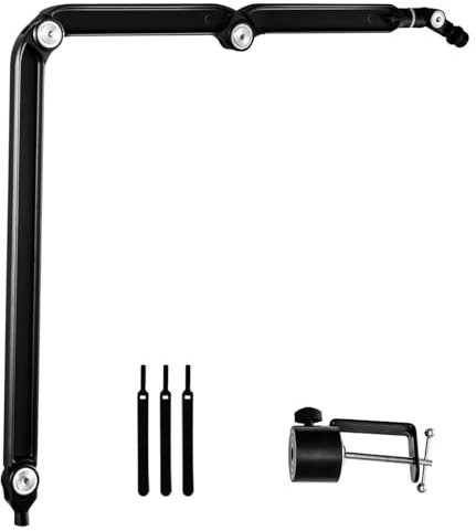 SUNNYNEST Microphone Boom Arm AK-65 Adjustable Desk Mic Stand with Scissor Suspension, Compact Professional Microphone Holder for Recording, Streaming, Podcasting