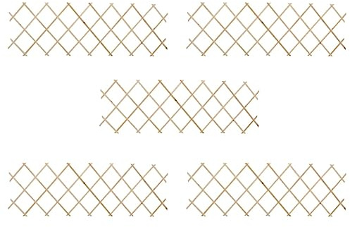 Scherenzaun 5 Stk. Tannenholz 180x60 cm, erweiterbarer Jägerzaun für Garten und Blumenbeet, robuster Sichtschutz für Außenbereich, Holz-Gartenzaun