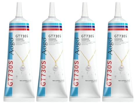 Smyckeslim extra stark transparent 4 stycken 30 ml universallim för smyckesstenlim strasstenar lim glaslim läderlim porslin lim plast lim trä sten reparation