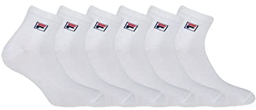 FILA Calzini Uomo Cotone Set di 6 Calze Sportive Uomo, Vestibilità Perfetta e Antiscivolo, Bianchi, Taglie 39/42