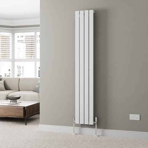 DuraTherm® 1800 x 300mm White Vertical Designer Radiator Single Column Flat Panel Modern Central Heating Panels Bathroom Radiators