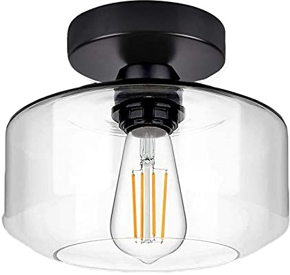 Industrial Glass Light Shade Ceiling - Semi Flush Ceiling Lights Kitchen Lights Ceiling Chandeliers Pendant Light Fitting Ceiling Lamp for Bedroom Hallway Dining Room Living Room Loft