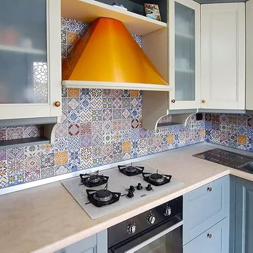 CREARREDA Pannello Paraschizzi Cucina Adesivo da Parete Facile da Applicare Azulejos 190 x 60 cm 100% Made in Italy, Ignifugo e Resistente all'Acqua Paraspruzzi Lavandino in PVC