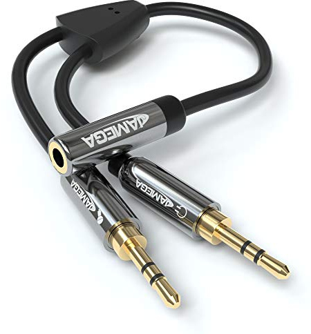 JAMEGA - Audio Y Splitter Adapter | Klinke Audio Kabel 3.5mm Buchse auf Doppel 3.5mm Klinkenstecker (Headset & Mikrofon) Audio Splitter CTIA Standard für Kopfhörer, Headset, Laptop, Computer usw.