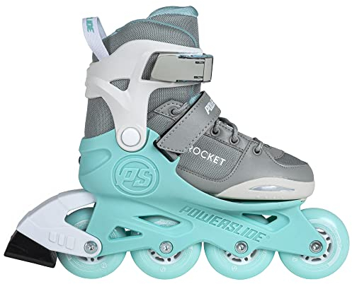 Powerslide Inline Skates Rocket Grey, größenverstellbar, Grau/Grün für Kinder, ABEC 7 Pro Kugellager, Art. nr.: 940674
