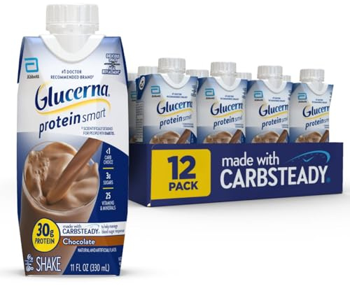 Glucerna Protein Smart Diabetes Care Shake, Chocolate, Diabetic Meal Replacement to Support Blood Sugar Management, 30g Protein, 150 Calories, Ready to Drink, 11-fl-oz Bottle, 12 Pack