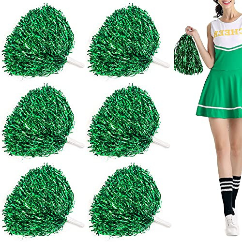 Niuhong 6 PCS Cheer Leader Poms Animadora Poms Accesorios Porristas Pom Bright Metallic Cheers Ball Squad Cheer Farben Pompons Poms Hand Flower Spirit Cheering Pom Colours Sports Games Team (Verde)