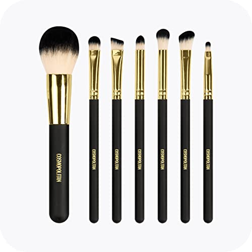 Cosmopolitan Make-Up Brushes, 7-Piece Makeup Brush Set, Full Collection for Foundation, Face Contouring & Eye Make Up, Home or Use Face Brush Kit, Silky Soft Bristles - Black & Gold, 80.0 grams