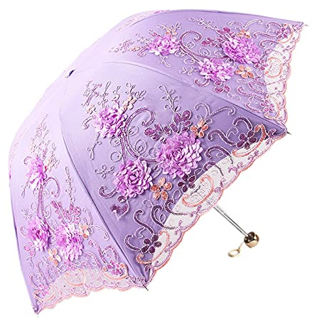 Hopbucan Spitze -Sonnenschirm Faltender 3D-Blumen-Stickerei- Outdoor-Sonnenschirm-Sommer-Hochzeits-Blumen- 1