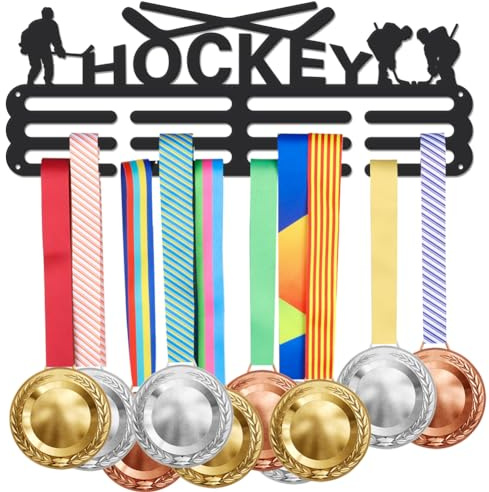 SUPERDANT Gancio per Medaglie da Hockey Porta Medaglie da Competizione con 12 Linea Robusto Espositore per Premi in Acciaio per Medaglie con Cordino A Nastro Montato A Parete