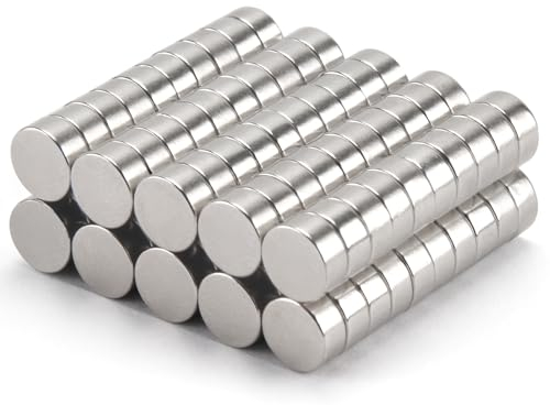 WISYOK 100 Stück Mini Magnete 6mm x 3mm, Silber, Stark, Magnete für Magnettafeln & -Bänder, Kühlschrankmagnete, Flachmagnete, Winzige Magnete, Scheibenmagnete, Dauermagnet