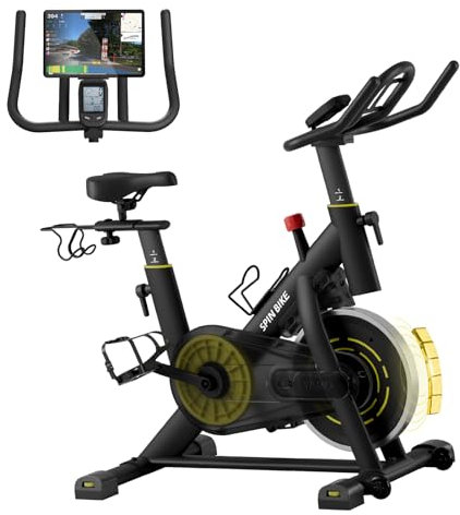 YAMO Heimtrainer Fahrrad mit Magnetischem Widerstand, Indoor Bike mit LCD-Monitor & Tablet-Halter, Leises Stabiles Fitnessbike für Zuhause, Verstellbar Ergometer Heimtrainer 120kg Belastbarkeit